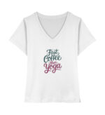 First Coffe then Yoga V-Ausschnitt | 100% Bio - Damen Organic V-Neck T-Shirt ST/ST-3