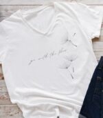 Go with the Flow Yoga Shirt V-Ausschnitt | 100% Bio – Bild 2